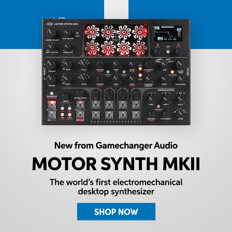 New from Gamechanger Audio: Motor Synth MKII. The world's first electromechanical desktop synthesizer. Shop now.