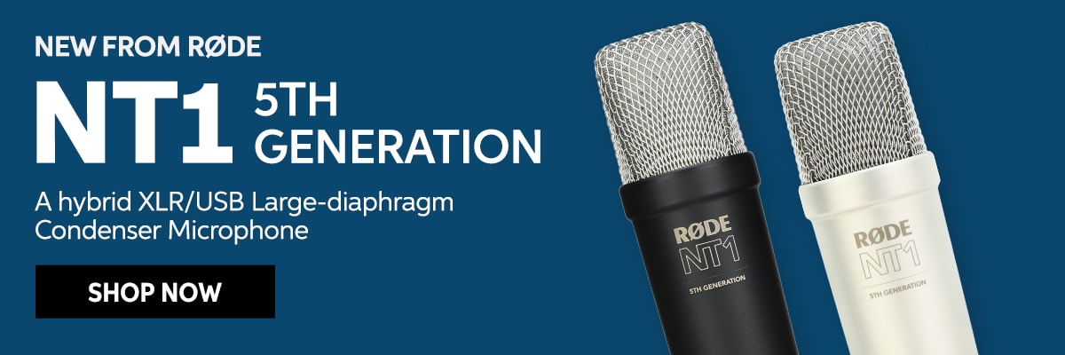 New from RODE: NT1 5th generation. A hybrid XLR/USB large-diaphragm condenser microphone. Shop now.