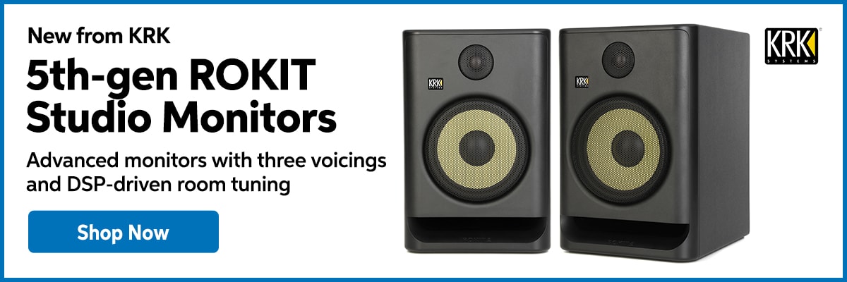 New from KRK: 5th-gen ROKIT studio monitors. Advanced monitors with three voicings and DSP-driven room tuning. Shop now.
