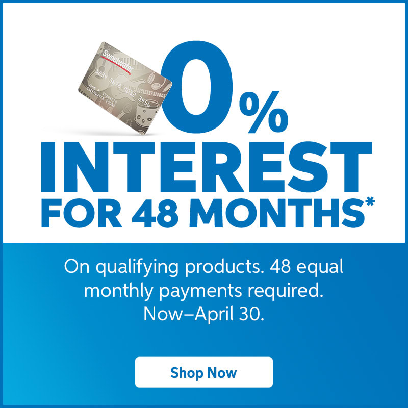 0% interest for 48 months on qualifying products. 48 equal monthly payments required. Now through April 30. Shop now.
