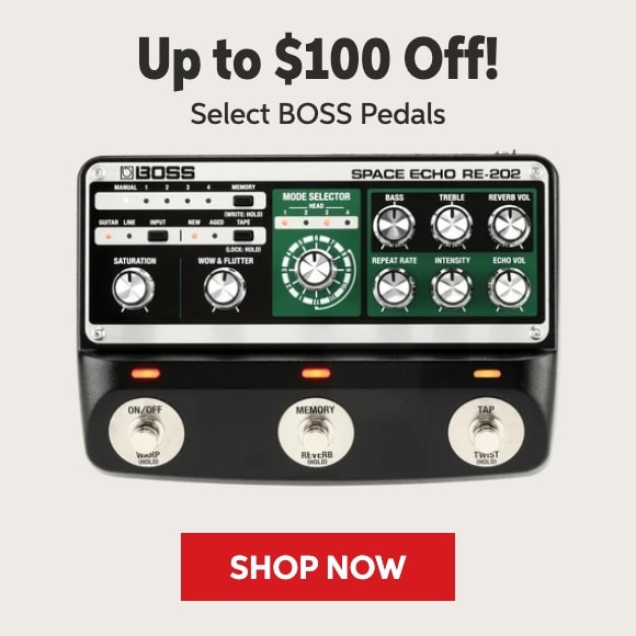 Up to $100 off select BOSS pedals. Shop now.