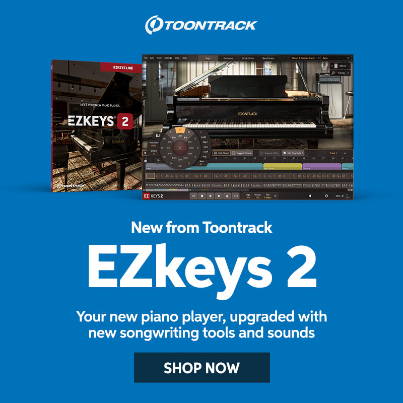 New from Toontrack: EZkeys 2. Your new piano player, upgraded with new songwriting tools and sounds. Shop now.
