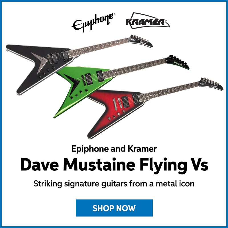New from Epiphone and Kramer: Dave Mustaine Flying Vs. Striking signature guitars from a metal icon. Shop now.