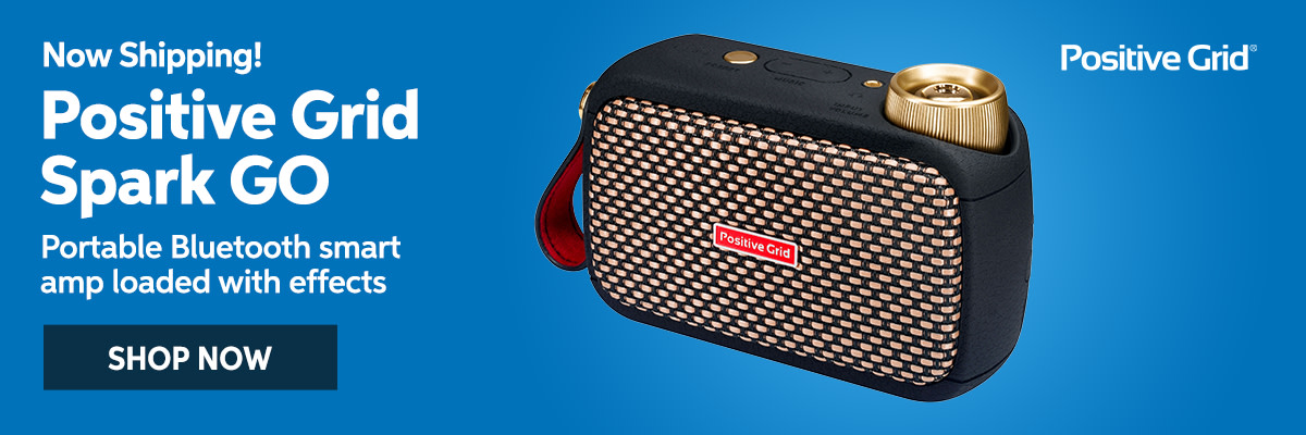 Now Shipping! Positive Grid Spark GO. Portable Bluetooth smart amp loaded with effects. Shop now.