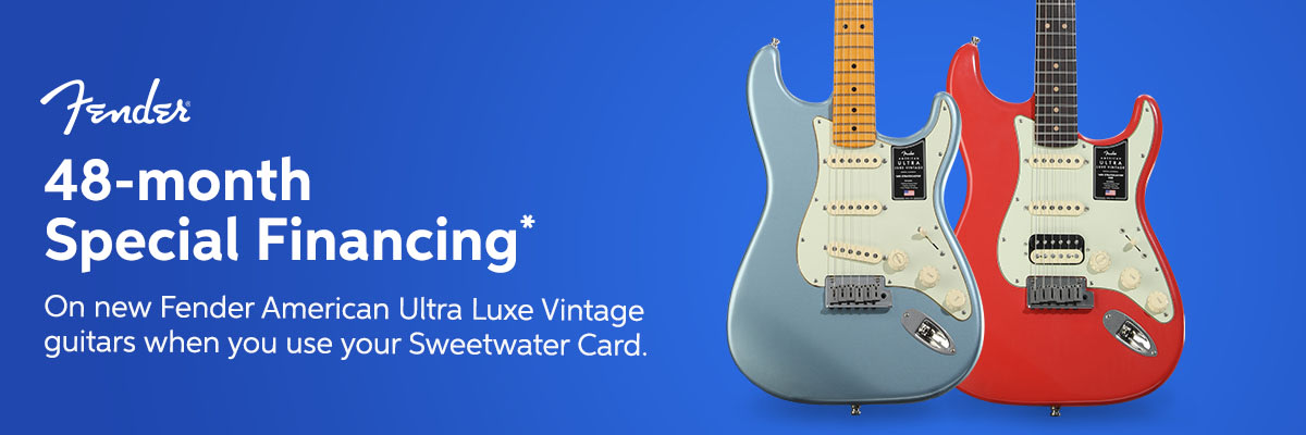 48-month Special Financing* on new Fender American Ultra Luxe Vintage guitars when you use your Sweetwater Card.