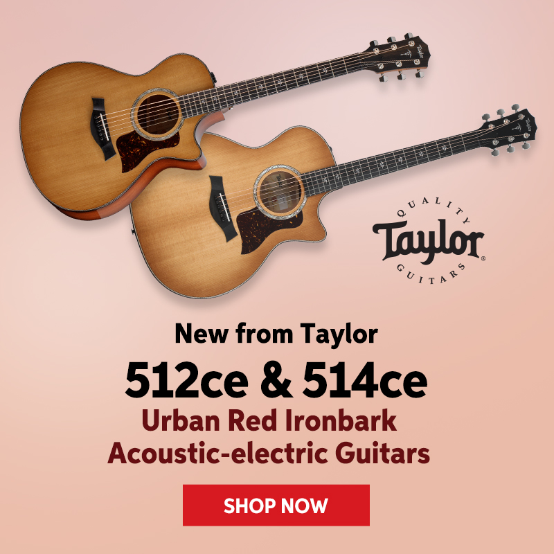 New from Taylor: 512ce & 514ce Urban Red Ironbark acoustic-electric guitars. Shop now.