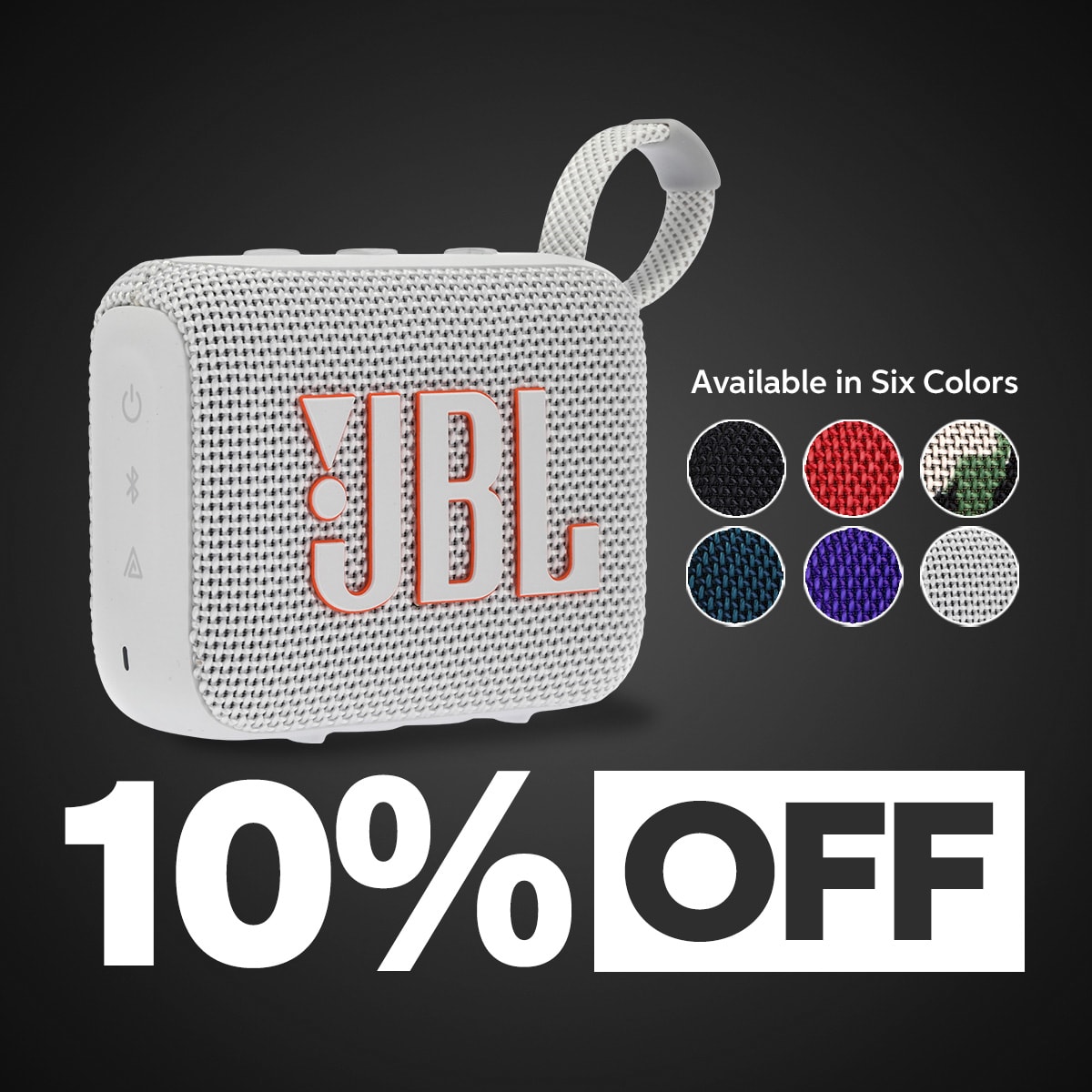 10% Off JBL Go 4 Portable Waterproof Bluetooth Speakers
