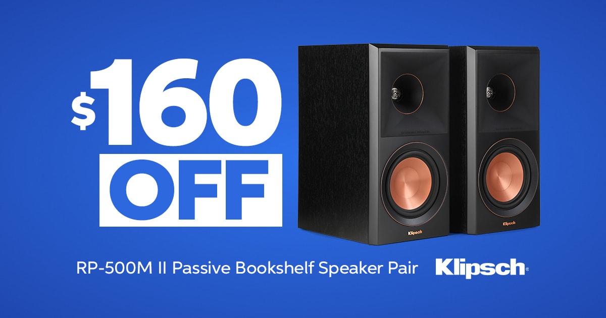 $160 Off Klipsch RP-500M II Passive Bookshelf Speaker Pair - Ebony
