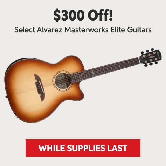 $300 off select Alvarez Masterworks Elite guitars while supplies last. Shop now.