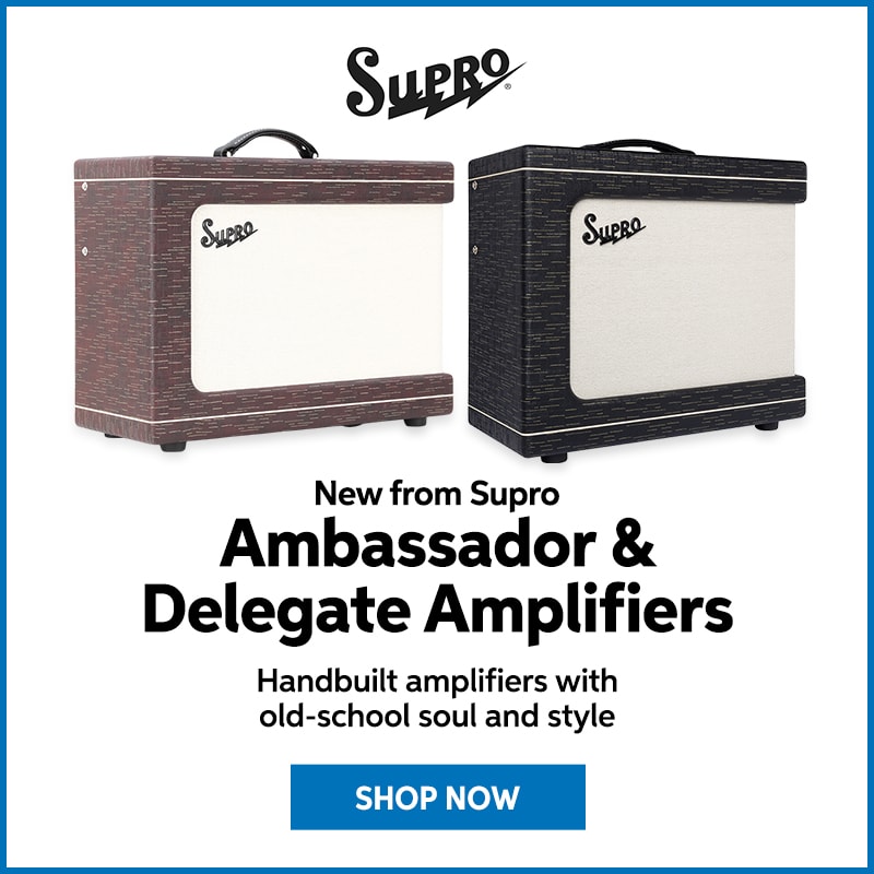 New from Supro: Ambassador & Delegate amplifiers. Handbuilt amplifiers with old-school soul and style. Shop now.