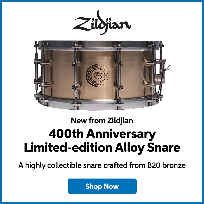 New from Zildjian: 400th anniversary limited-edition alloy snare. A highly collectible snare crafted from B20 bronze. Shop now.