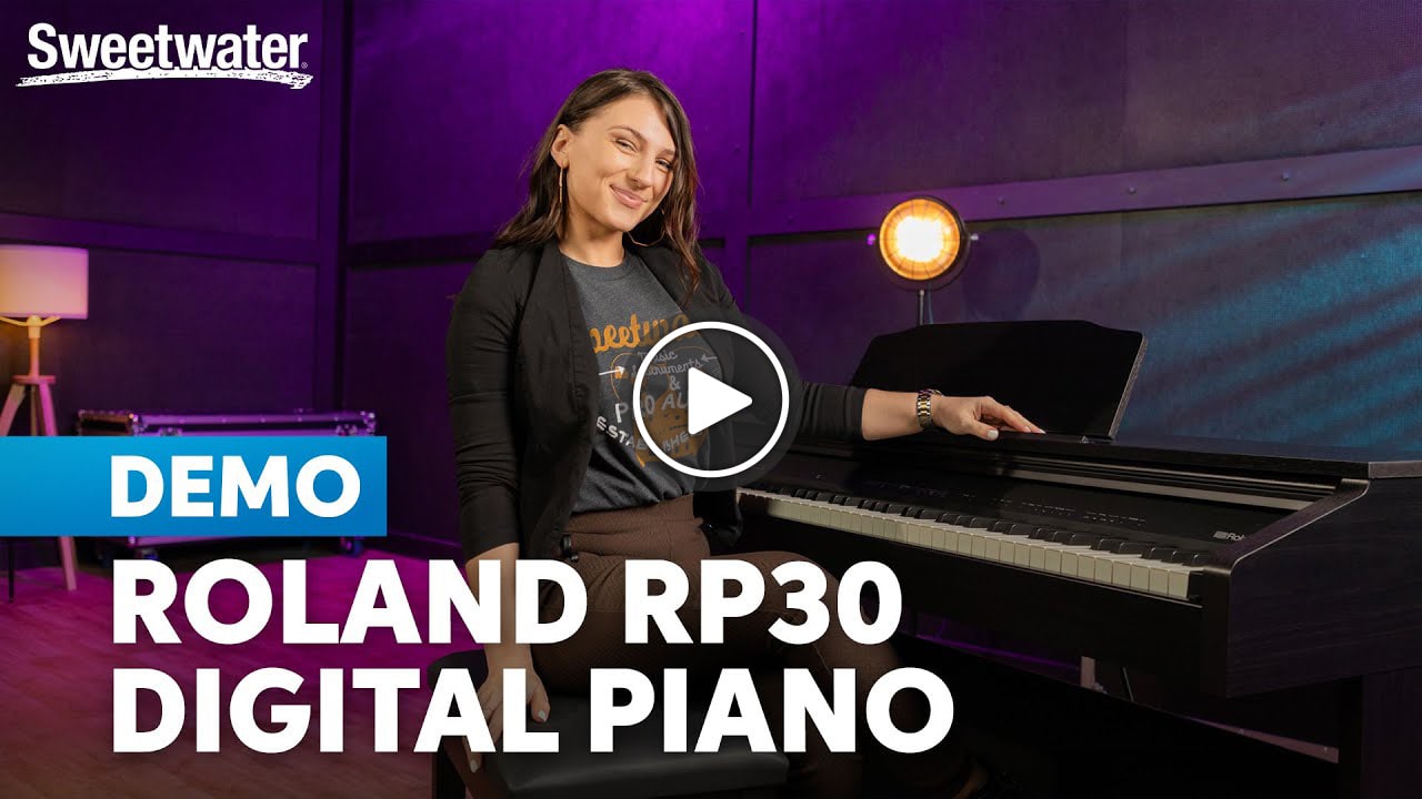 Video: Roland RP30 Digital Upright Piano: Stylish Sonics for All Players. Watch now.