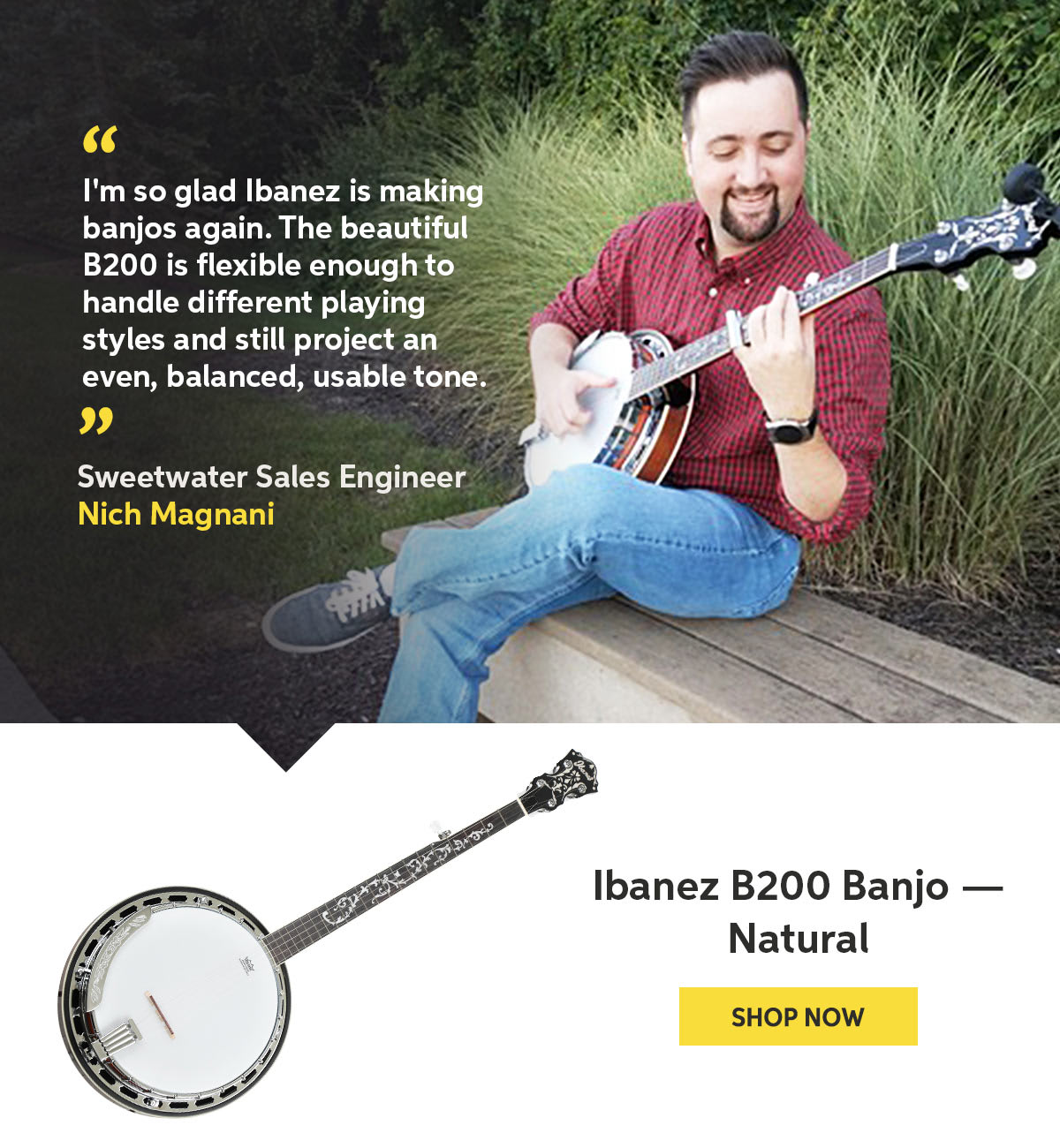 Staff Pick: Ibanez B200 Banjo - natural. Shop now.