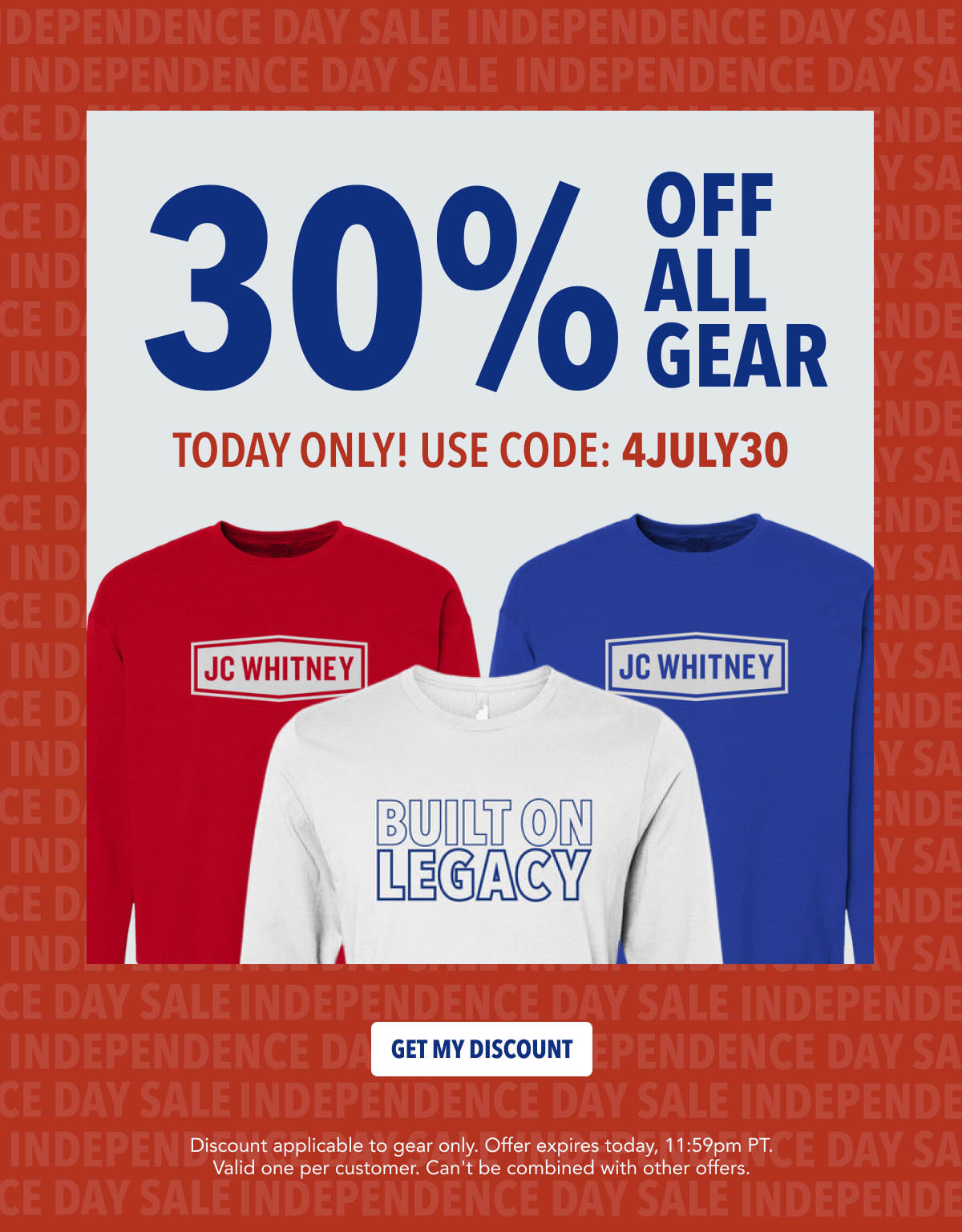 TODAY ONLY! Get 30% OFF All Gear. Use code: 4JULY30