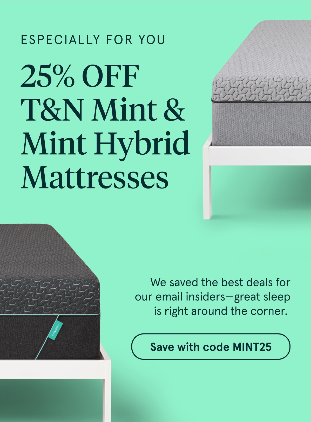 25% Off T&N Mint & Mint Hybrid Mattresses | Save with code MINT25