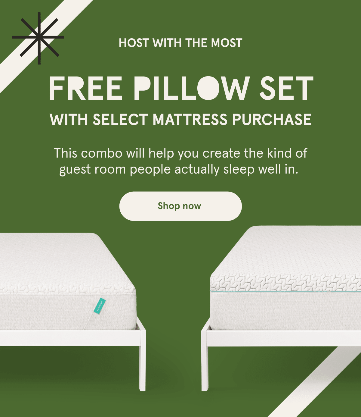 Host With The Most | Free Pillow Set with Select Mattress Purchase | Shop Now