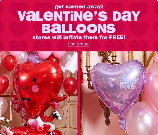 valentine's day balloons! stores will inflate them for FREE!