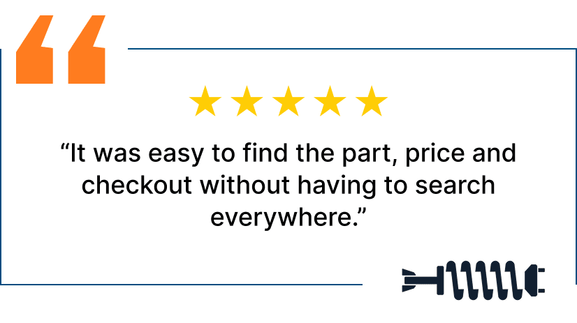 It was easy to find the part, price and checkout without having to search everywhere