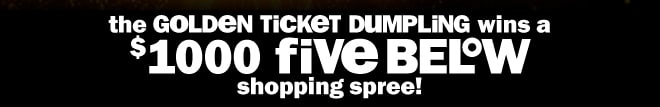 the golden ticket dumpling wins a $1000 five below shopping spree!