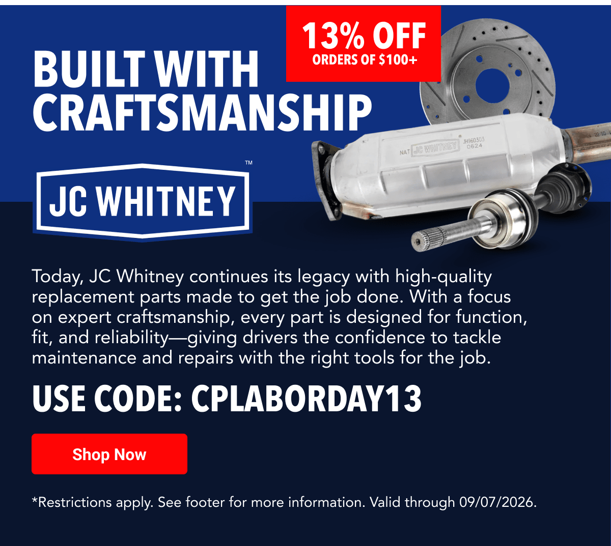 Built With Craftsmanship | Use Code: CPLABORDAY13