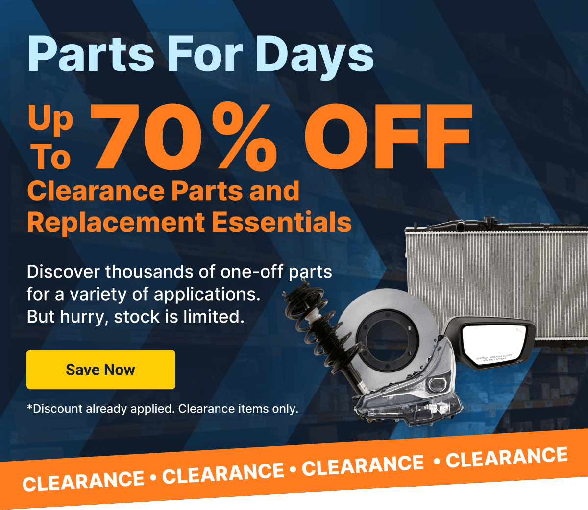 Parts For Days | Up To 70% OFF Clearance Parts and Replacement Essentials | Save Now