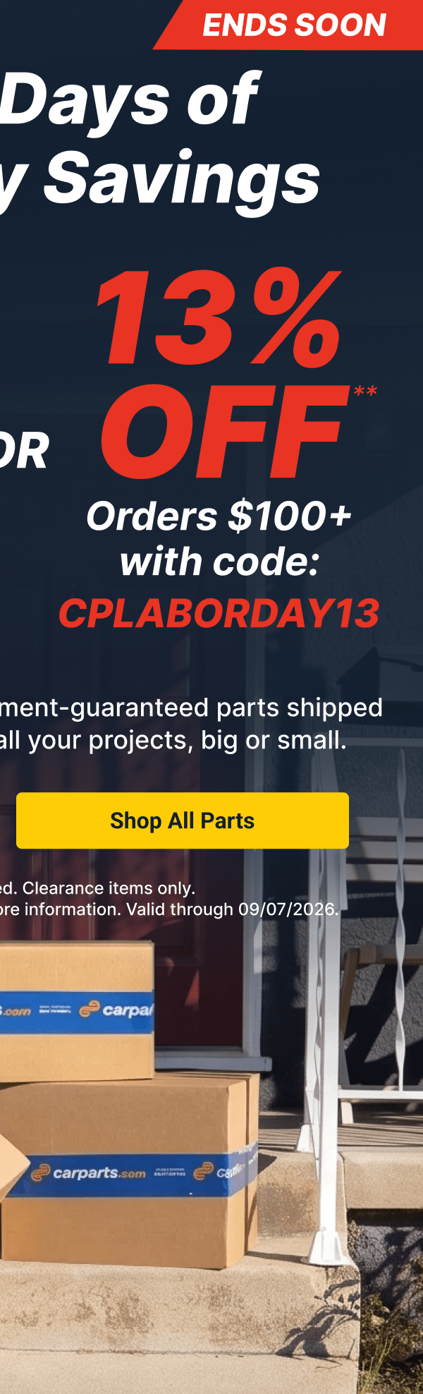 13% OFF Orders $100+ with code: CPLABORDAY13